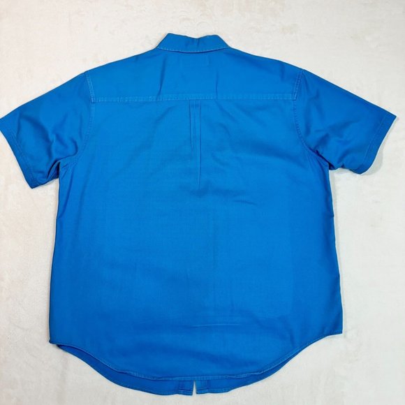 Vintage Penmans Men's L Polo Dress Shirt Blue Button Up Short Sleeve - Picture 12 of 12